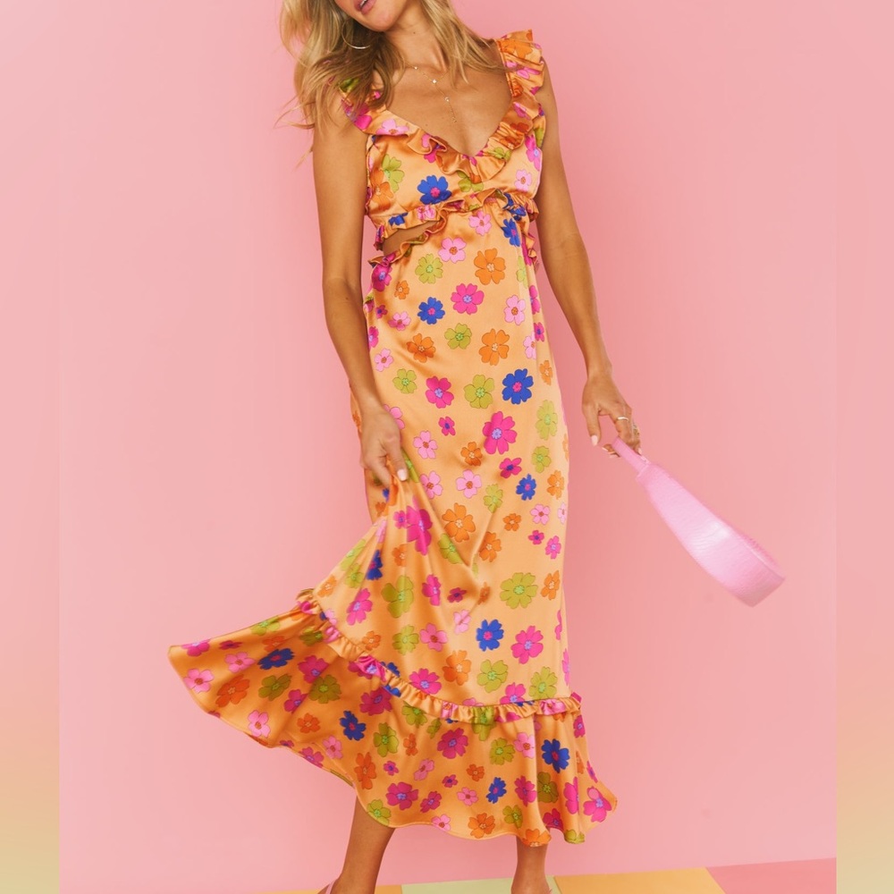 Show Me Your MuMu Lane Floral Midi Dress Size XL